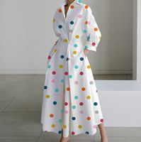 Women's Regular Dress Elegant V Neck Nine Points Sleeve Round Dots Maxi Long Dress Daily main image 2