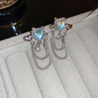 1 Pair Sweet Simple Style Heart Shape Plating Alloy Rhinestones Glass Drop Earrings sku image 1