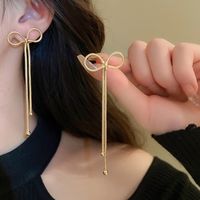 1 Pair Elegant Simple Style Bow Knot Plating Copper Drop Earrings main image 5