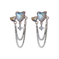 1 Pair Sweet Simple Style Heart Shape Plating Alloy Rhinestones Glass Drop Earrings main image 2