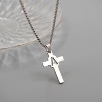 Casual Simple Style Cross Letter 304 Stainless Steel Titanium Steel Unisex Pendant Necklace main image 4