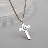 Casual Simple Style Cross Letter 304 Stainless Steel Titanium Steel Unisex Pendant Necklace sku image 7