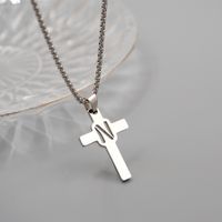 Casual Simple Style Cross Letter 304 Stainless Steel Titanium Steel Unisex Pendant Necklace sku image 14