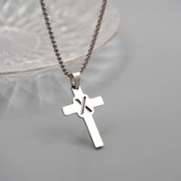 Casual Simple Style Cross Letter 304 Stainless Steel Titanium Steel Unisex Pendant Necklace sku image 24