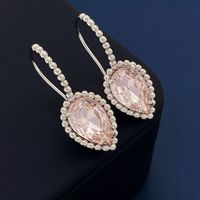 1 Pair Elegant Water Droplets Inlay Artificial Crystal Artificial Crystal 18K Gold Plated Ear Hook main image 6