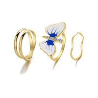 Wholesale Jewelry IG Style Commute Cool Style Waves Butterfly Alloy Rhinestones Pearl Inlay Rings sku image 1