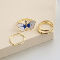 Wholesale Jewelry IG Style Commute Cool Style Waves Butterfly Alloy Rhinestones Pearl Inlay Rings main image 5