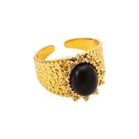 Stainless Steel Vintage Style Modern Style Simple Style Round Inlay Resin Open Rings sku image 4
