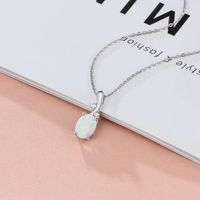 Copper White Gold Plated Classic Style Irregular Oval Inlay Opal Pendant Necklace main image 6