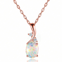 Copper White Gold Plated Classic Style Irregular Oval Inlay Opal Pendant Necklace main image 4