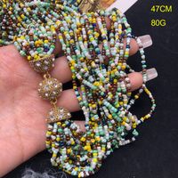 Vintage Style Color Block Seed Bead Beaded Women's Necklace sku image 1