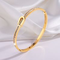Hip-Hop Geometric Solid Color 304 Stainless Steel 18K Gold Plated Bangle In Bulk main image 3