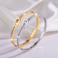 Hip-Hop Geometric Solid Color 304 Stainless Steel 18K Gold Plated Bangle In Bulk main image 10
