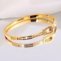 Hip-Hop Geometric Solid Color 304 Stainless Steel 18K Gold Plated Bangle In Bulk main image 8