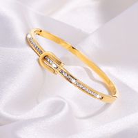 Hip-Hop Geometric Solid Color 304 Stainless Steel 18K Gold Plated Bangle In Bulk main image 6