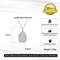 Sterling Silver White Gold Plated Simple Style Shiny Rectangle Polishing Inlay Zircon Necklace Pendant main image 2