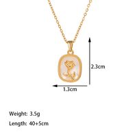 304 Stainless Steel 18K Gold Plated Glam Simple Style Commute Inlay Tower Heart Shape Flower Acrylic Artificial Rhinestones Pendant Necklace sku image 4