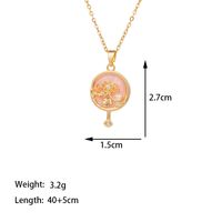 304 Stainless Steel 18K Gold Plated Glam Simple Style Commute Inlay Tower Heart Shape Flower Acrylic Artificial Rhinestones Pendant Necklace sku image 2