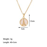 304 Stainless Steel 18K Gold Plated Glam Simple Style Commute Inlay Tower Heart Shape Flower Acrylic Artificial Rhinestones Pendant Necklace sku image 1