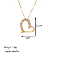 304 Stainless Steel 18K Gold Plated Glam Simple Style Commute Inlay Tower Heart Shape Flower Acrylic Artificial Rhinestones Pendant Necklace sku image 7