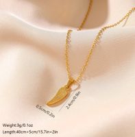 Stainless Steel Elegant Vintage Style Leaves Feather Wings Plating Inlay Zircon Pendant Necklace main image 2