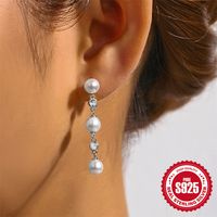 1 Pair Simple Style Geometric Solid Color Tassel Plating Sterling Silver Drop Earrings main image 2