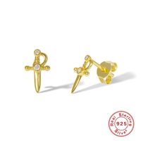 1 Pair Simple Style Cross Plating Sterling Silver Ear Studs main image 1