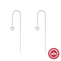 1 Pair Sweet Heart Shape Tassel Plating Sterling Silver Threader Earrings sku image 2
