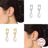 1 Par Estilo IG Estilo Simple Irregular Perla Plata Esterlina Chapados en oro de 18k Pendientes De Gota main image 1