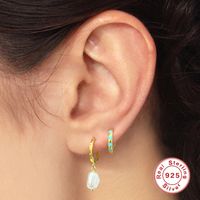 1 Pair IG Style Simple Style Irregular Pearl Sterling Silver 18K Gold Plated Drop Earrings main image 3