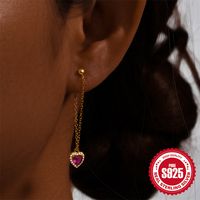 1 Pair Simple Style Heart Shape Tassel Plating Sterling Silver Drop Earrings main image 5
