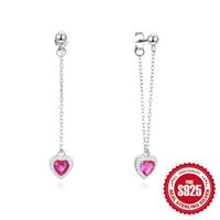 1 Pair Simple Style Heart Shape Tassel Plating Sterling Silver Drop Earrings main image 4