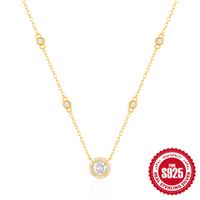 Argent Sterling Style Simple Rond Placage Incruster Zircon Collier main image 6