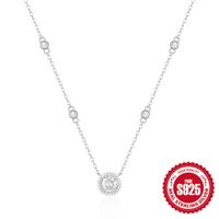 Argent Sterling Style Simple Rond Placage Incruster Zircon Collier main image 4