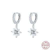 1 Pair Simple Style Flower Plating Inlay Sterling Silver Zircon Drop Earrings main image 2