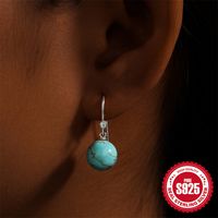 1 Paire Style Simple Géométrique Placage Incruster Argent Sterling Turquoise Zircon Boucles D'oreilles main image 4