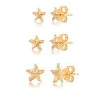 3 Pieces Set Simple Style Starfish Plating Sterling Silver Ear Studs main image 3