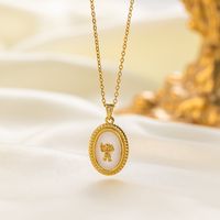 304 Stainless Steel 18K Gold Plated Casual Simple Style Commute Inlay Dolphin Flower Butterfly Acrylic Artificial Rhinestones Pendant Necklace main image 6