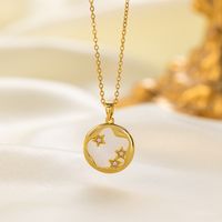 304 Stainless Steel 18K Gold Plated Casual Simple Style Commute Inlay Dolphin Flower Butterfly Acrylic Artificial Rhinestones Pendant Necklace main image 7