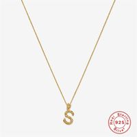 Sterling Silver Simple Style Letter Plating Inlay Zircon Pendant Necklace sku image 15