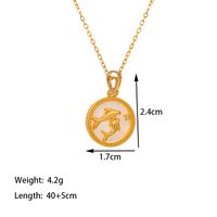 304 Stainless Steel 18K Gold Plated Casual Simple Style Commute Inlay Dolphin Flower Butterfly Acrylic Artificial Rhinestones Pendant Necklace sku image 3