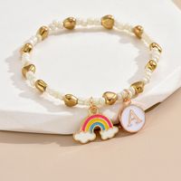 Einfacher Stil Brief Regenbogen Herzform Legierung Perlen Emaille Frau Armbänder sku image 1