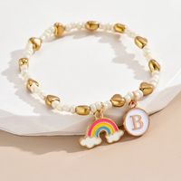 Simple Style Letter Rainbow Heart Shape Alloy Beaded Enamel Women's Bracelets sku image 2