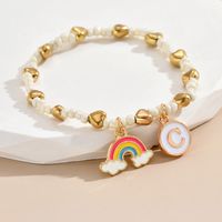 Simple Style Letter Rainbow Heart Shape Alloy Beaded Enamel Women's Bracelets sku image 3