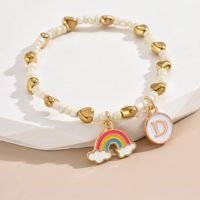 Einfacher Stil Brief Regenbogen Herzform Legierung Perlen Emaille Frau Armbänder sku image 4