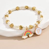 Simple Style Letter Rainbow Heart Shape Alloy Beaded Enamel Women's Bracelets sku image 6