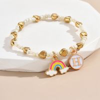 Simple Style Letter Rainbow Heart Shape Alloy Beaded Enamel Women's Bracelets sku image 8