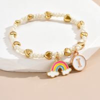 Simple Style Letter Rainbow Heart Shape Alloy Beaded Enamel Women's Bracelets sku image 9