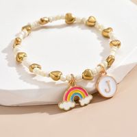 Simple Style Letter Rainbow Heart Shape Alloy Beaded Enamel Women's Bracelets sku image 10