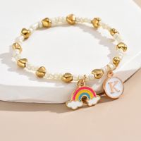 Simple Style Letter Rainbow Heart Shape Alloy Beaded Enamel Women's Bracelets sku image 11